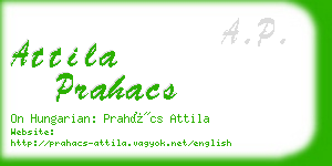 attila prahacs business card